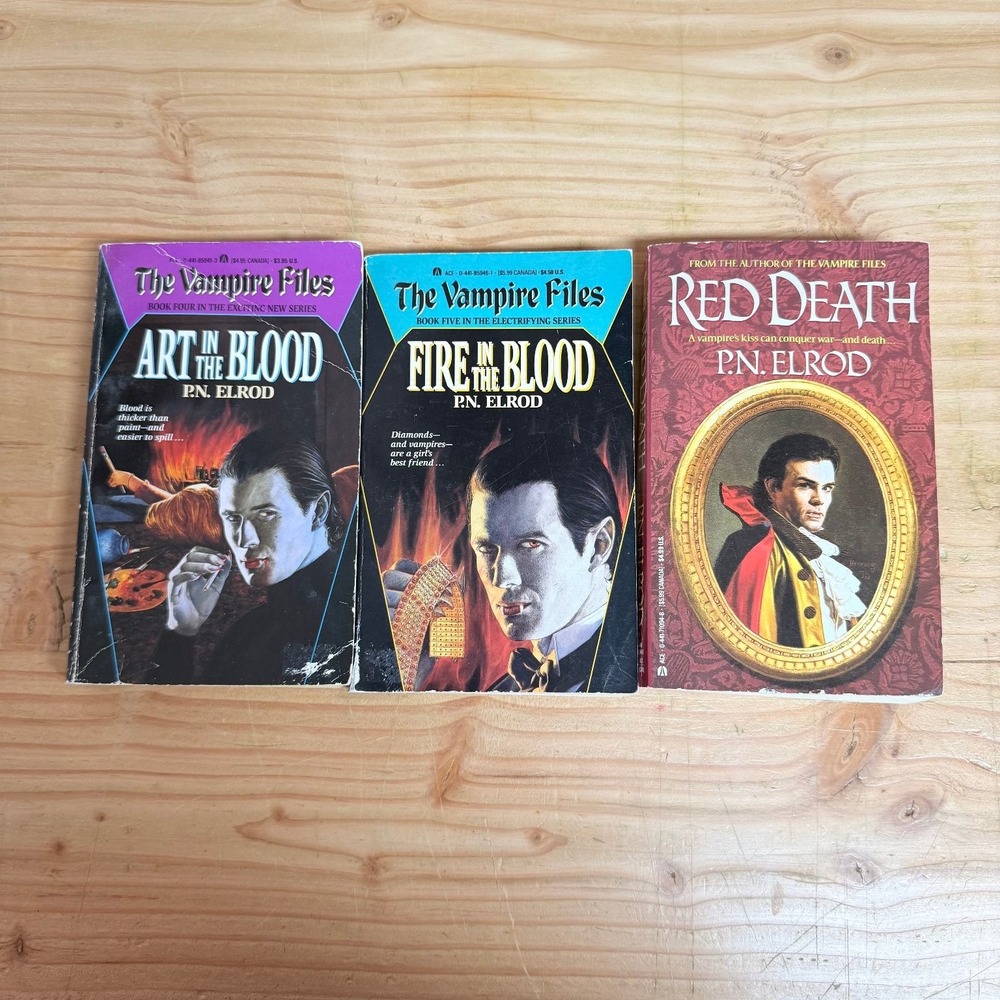 Vampire Files P.N Elrod Lot of 3 PB Art in the Blood Fire in the Blood Red Death